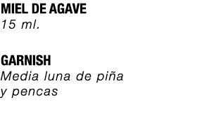 MIEL DE AGAVE 15 ml. GARNISH Media luna de pi a y pencas 